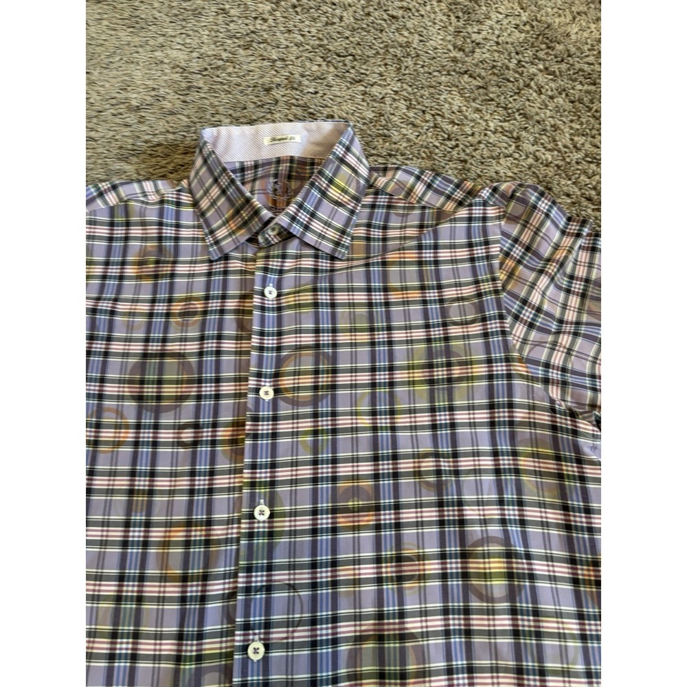 BUGATCHI Polo Shirt Abstract‎ Casual Colorful Button Down Mens L EUC Large